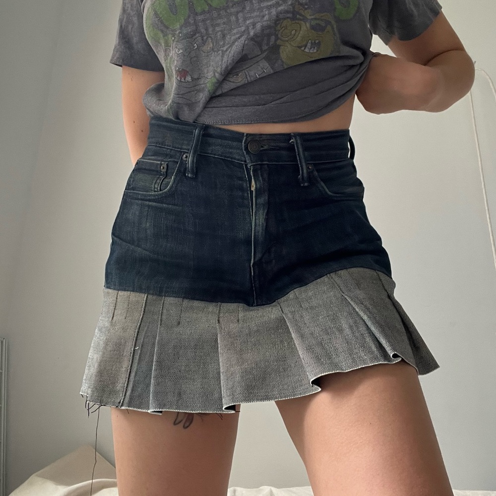 Reworked Levis Mini skirt pleated hem